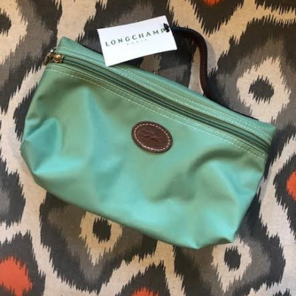 Longchamp Palm Green Zippered Pouch new with Tags